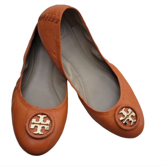 Tory Burch orange Allie ballerina flats, sz 8 - Picture 1 of 7